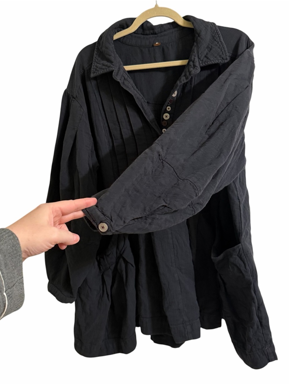 Free People Thalia Bohemian Oversized Mini Shirtdress Size Large - Picture 3 of 7